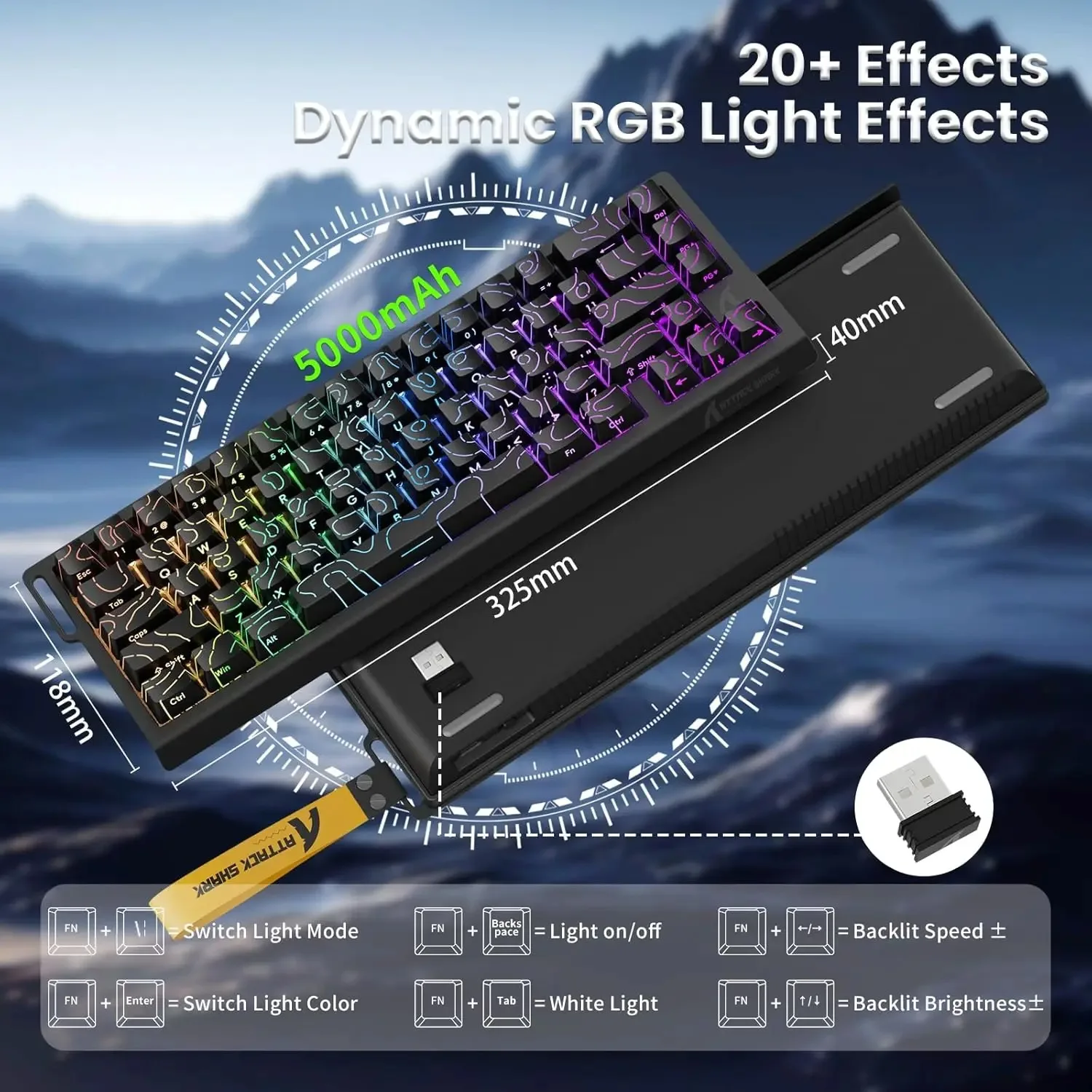 Keyboard Gaming Mac - Klawiatura bezprzewodowa do gier Attack Shark