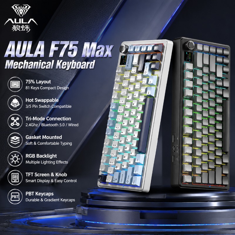 Gaming Keyboard Mechanical Wireless - Klawiatura mechaniczna AULA F75 Max, układ