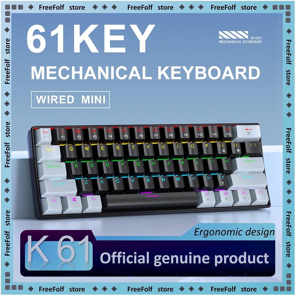 Keyboard Gaming Blue Switch - APAYADO K61 Mini 60% Klawiatura do