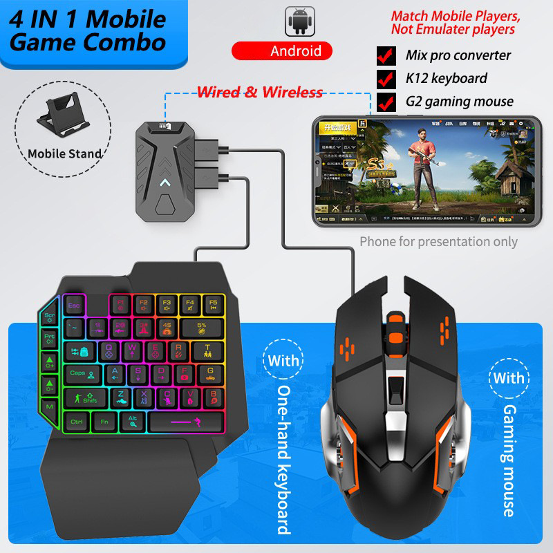 Gaming Keyboard And Mouse Converter For Mobile - Konwerter do gier mobilnych, zestaw klawiatury
