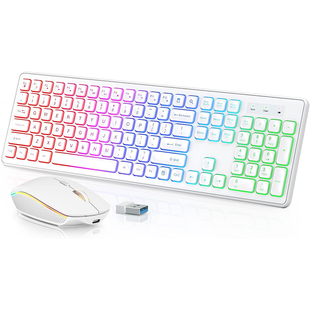 Gaming Keyboard Mechanical Wireless - Podświetlana bezprzewodowa klawiatura i mysz, ciche